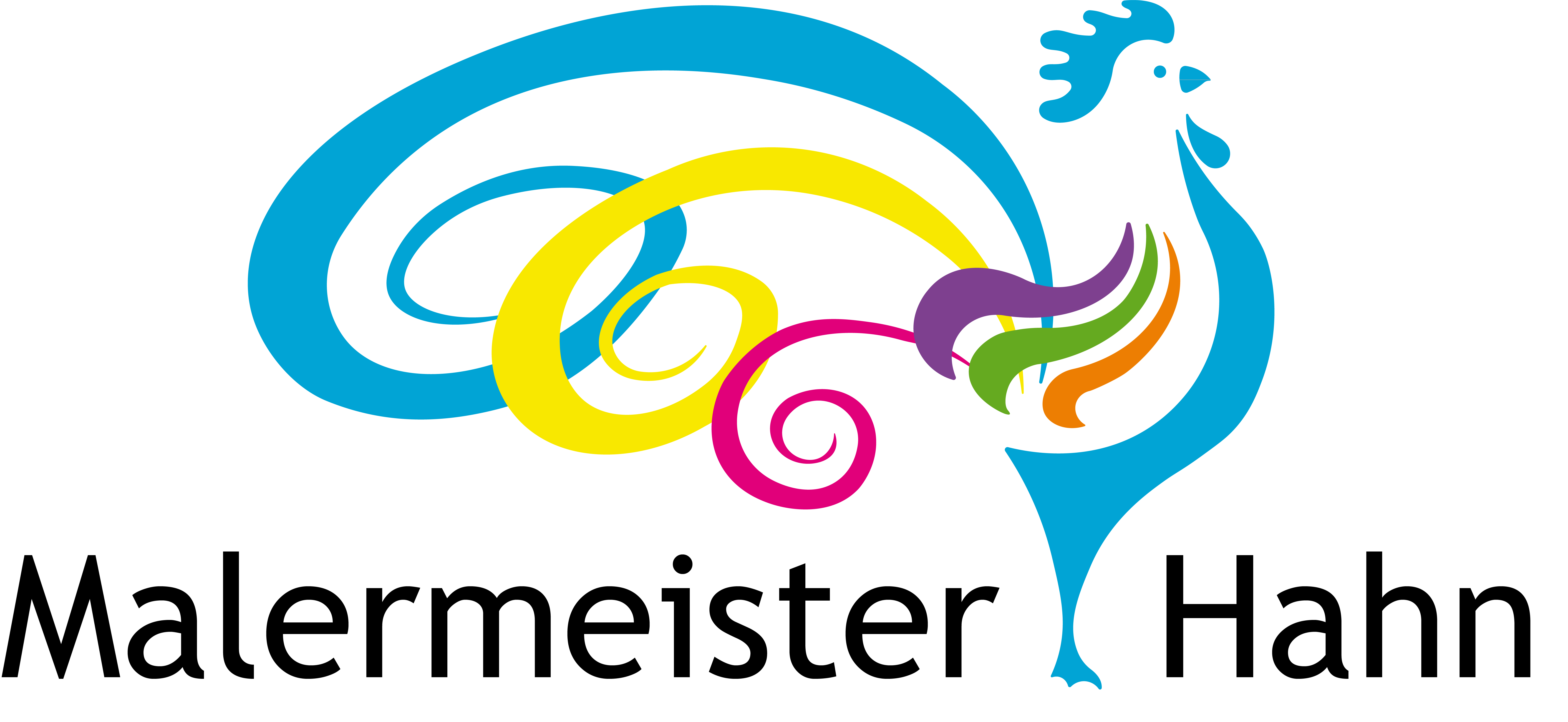 Logo der Firma Malermeister Hahn - bunter Darstellung eines Hahns